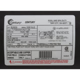 Motor, Century, 2hp, 115/230v, 1-Spd, 56Fr, Up Rate : B2859