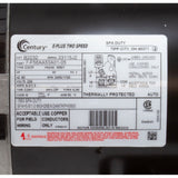Motor, Century, 1.0 Horsepower, 230v, 2-Speed, 56Y Frame : B2232