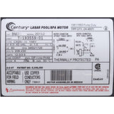 Motor, Century, 4.0 Horsepower, 208v-230v, 2 Speed, 48 Frame : BN-63
