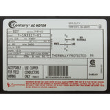 Motor, Century, 3.0 Horsepower, 230v, 1 Speed, 56 Y Frame : B237