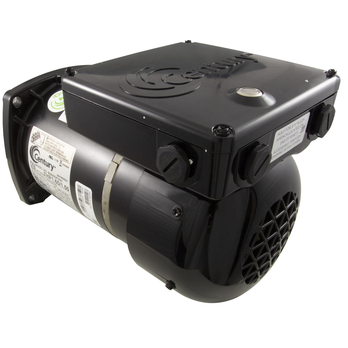 Motor, Century V-Green, 1.65hp, 115V/230V, 1Ph, 48YFr, TEFC : EVQ165