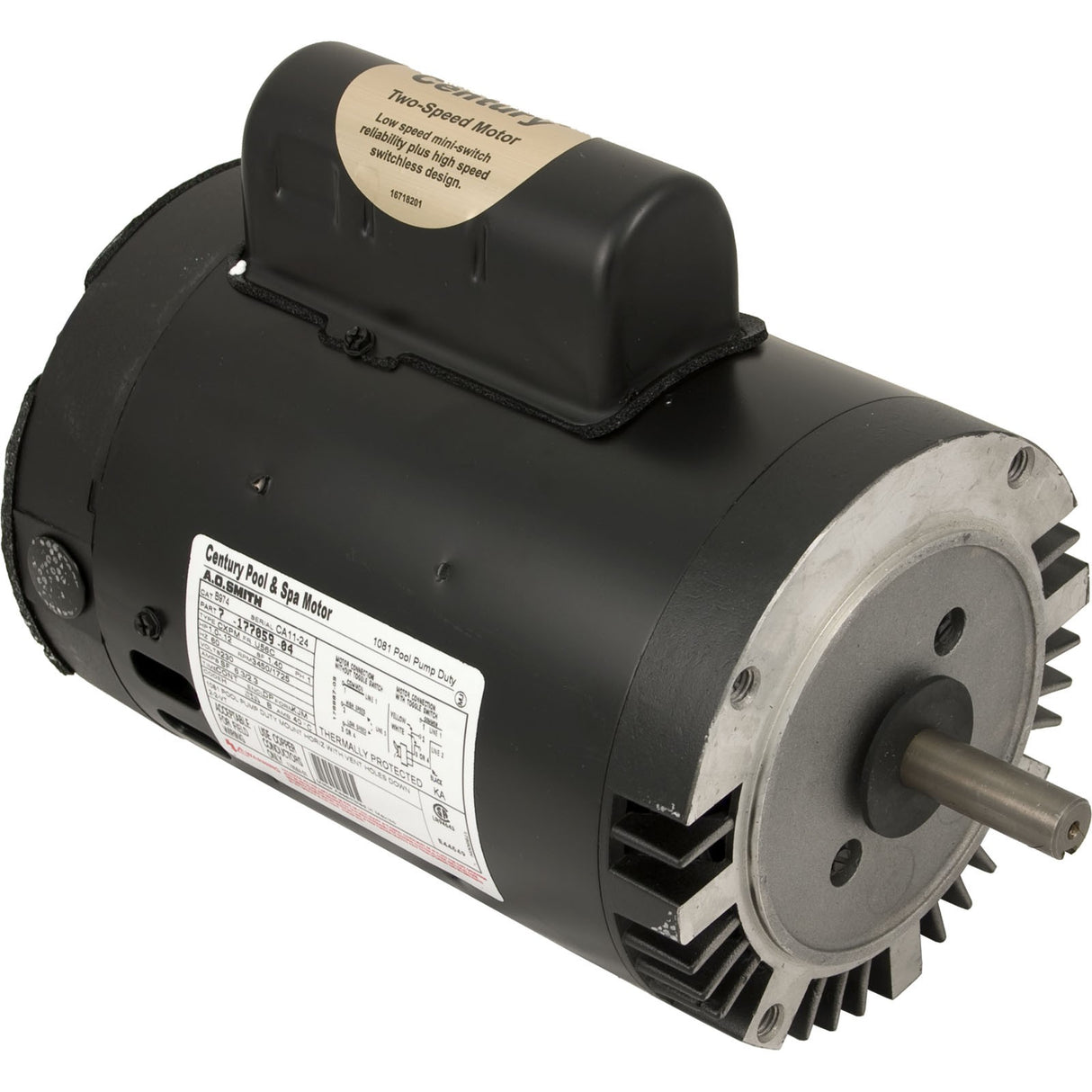 Motor, Century, 1.0hp, 230v, 2-Spd, 56Cfr, C-Face Key : B2974
