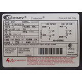 Motor, Century, 0.75hp, 115v/230v, 1-Spd, 56Jfr, C-Face Thd : B127