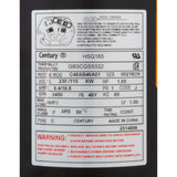 Motor, Century Cent PRO, 1.65hp, 115/230v, 1Spd, SQFL, 48Yfr, Thd : HSQ165