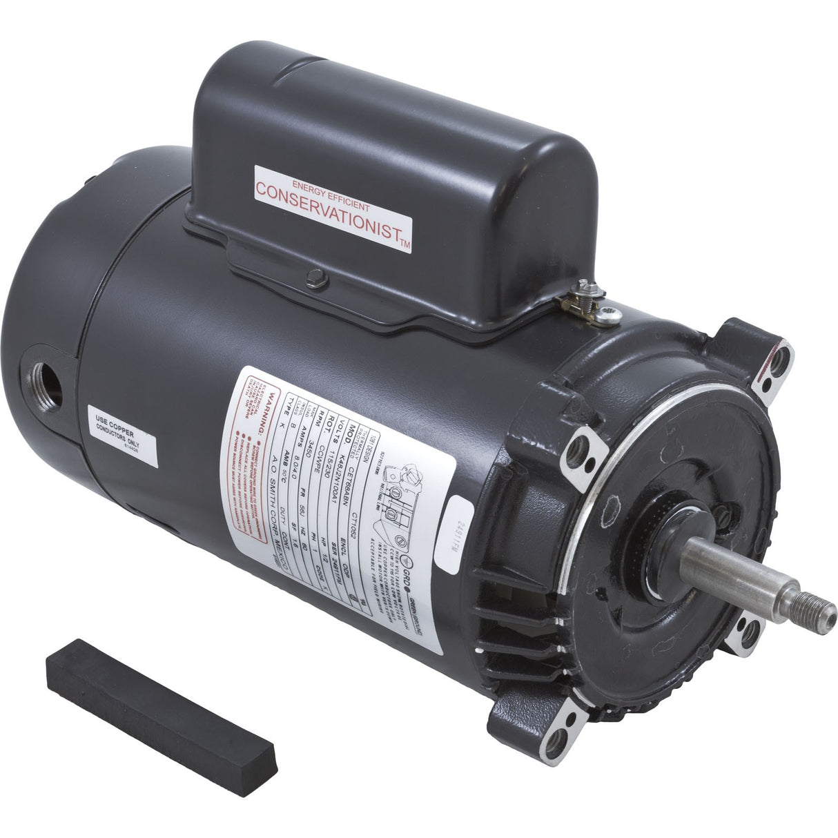 Motor, Century, 0.5hp, 115v/230v, 1-Spd, 56Cfr, C-Face Thd, EE : CT1052