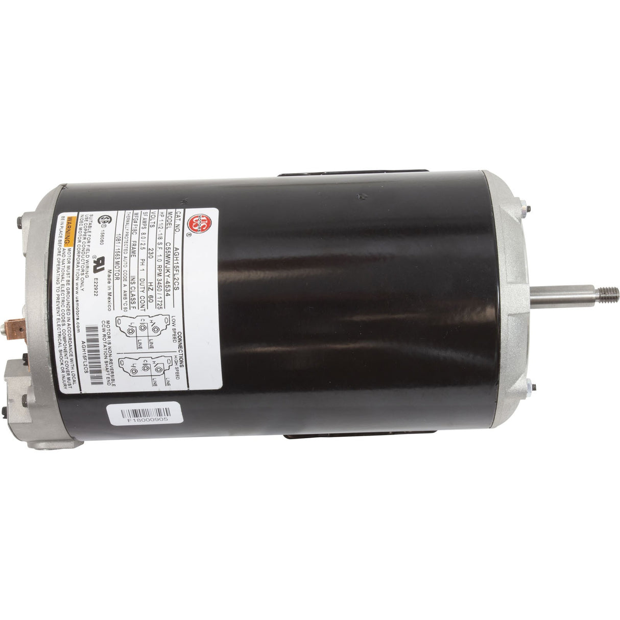 Motor, US Motor, 1.5 Horsepower, ThruBolt, 2-Speed, 230v, 48Y : AGH15FL2CS