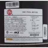 Motor, US Motor, 2.5 Horsepower, C-Face, 230v, Uprated : EB231