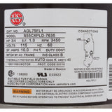 Motor, Nidec/US Motor, 0.75hp, 115v, 1-Speed, 48Y Frame : AGL75FL1