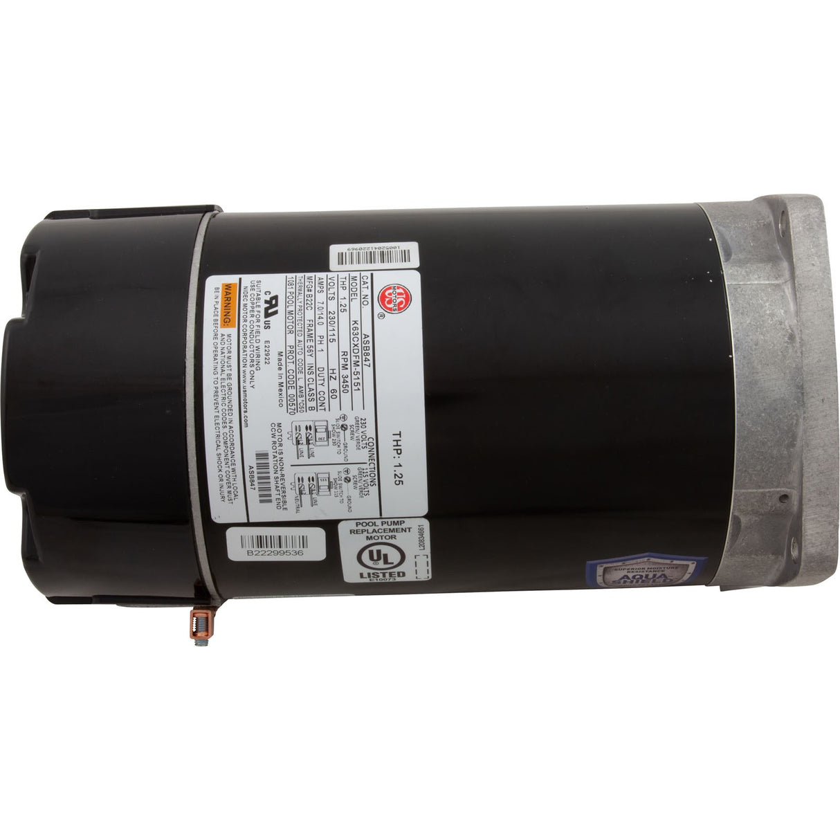 Motor, US Motor, 0.75hp, 115/230v, 56YFr, SQFL, Full Rated : ASB847