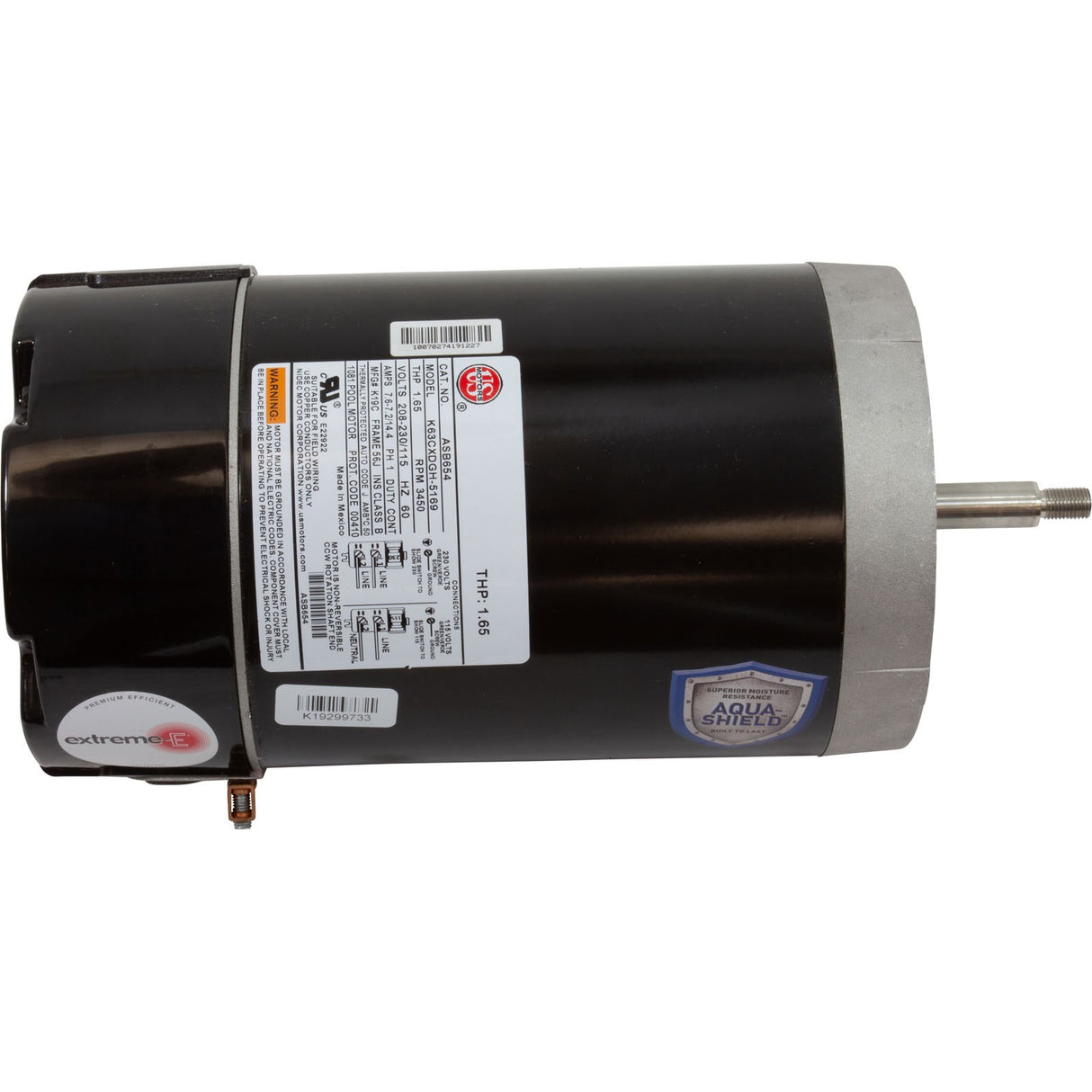 Motor, US Motor, 1.0hp, 115/208-230v, 56JFr, C-Face, Full, PE : ASB654