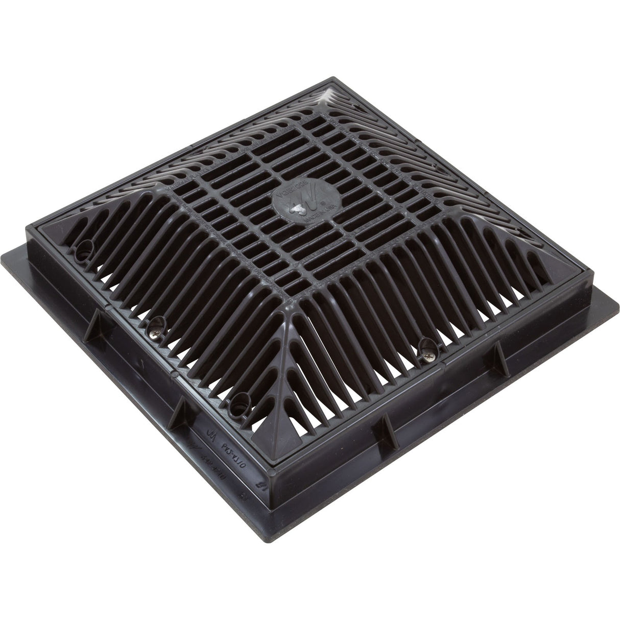 Main Drain Grate, Waterway, 9"x 9", with Frame (2011) , Black : 640-4791 V