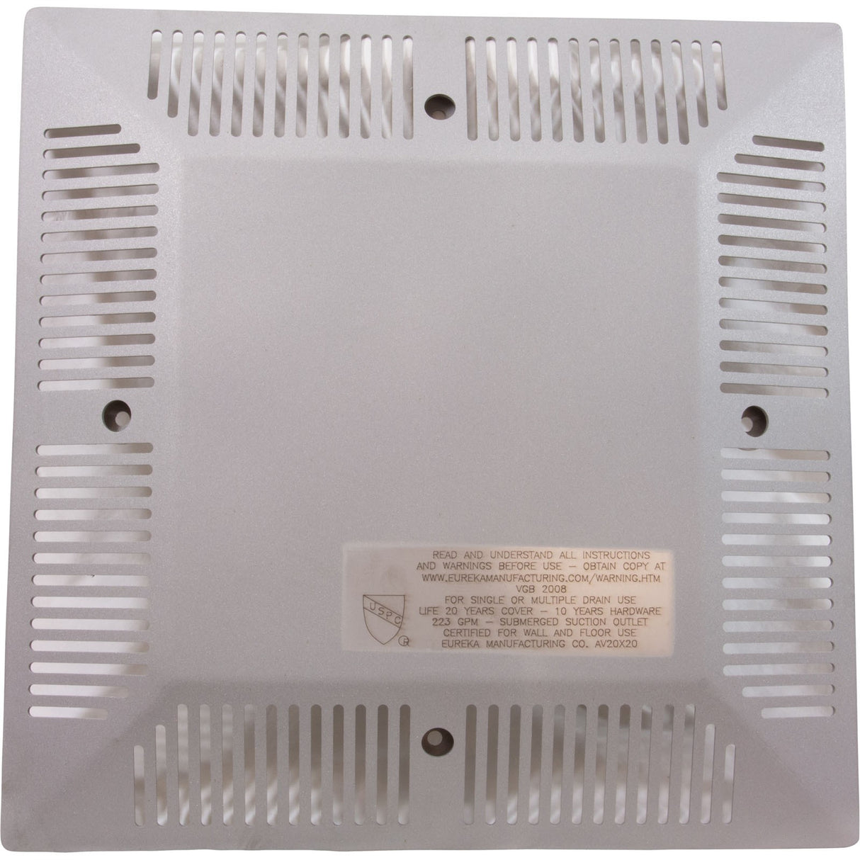 Anti-Entrapment Cover, Eureka Mfg, 20" X 20" : AV20x20