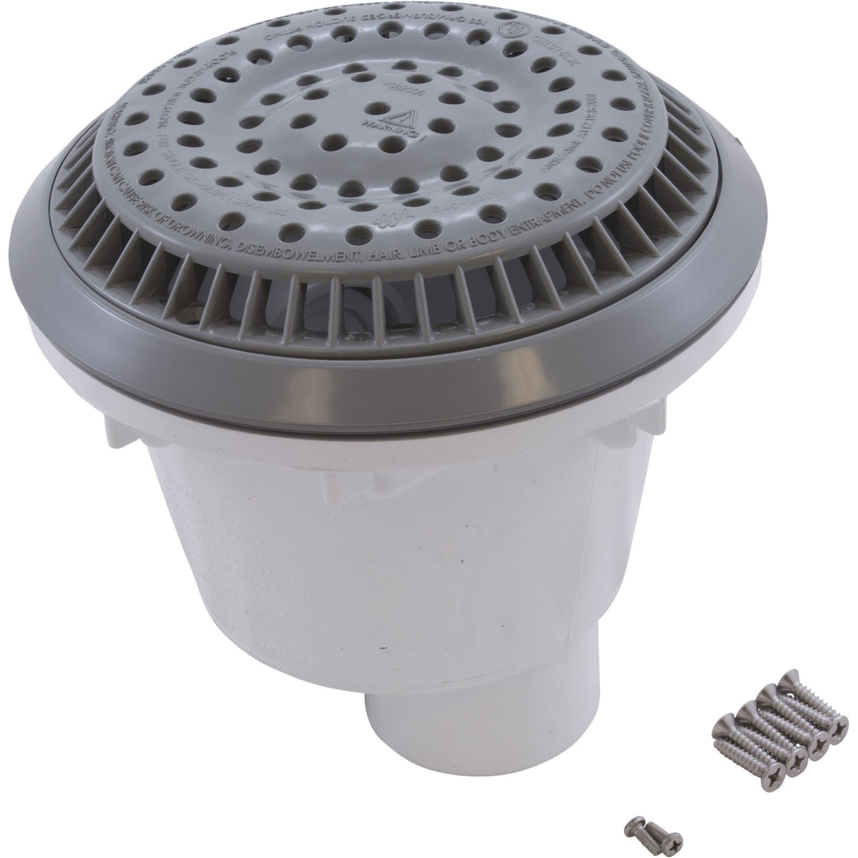 Main Drain, WW Anti Vortex, 8" Rnd, Vinyl, 1-1/2"s, Gray : 640-2667 V