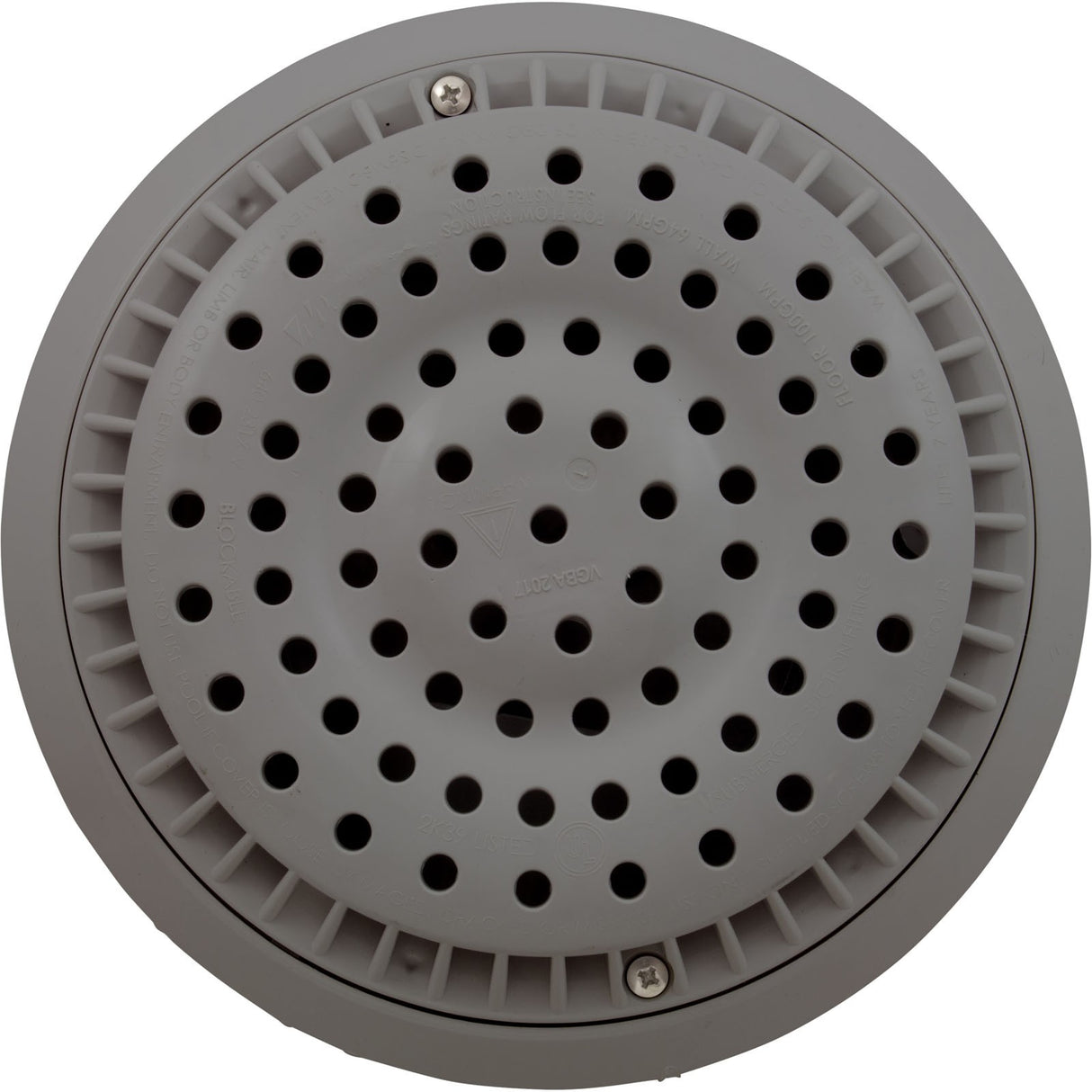 Main Drain, WW Anti Vortex, 8" Rnd, Vinyl, 2"s, Gray : 640-2757 V