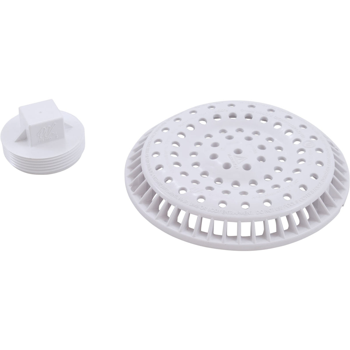 Main Drain, WW Anti Vortex, 8" Rnd, Gun, 2-1/2"s, White : 640-2410 V