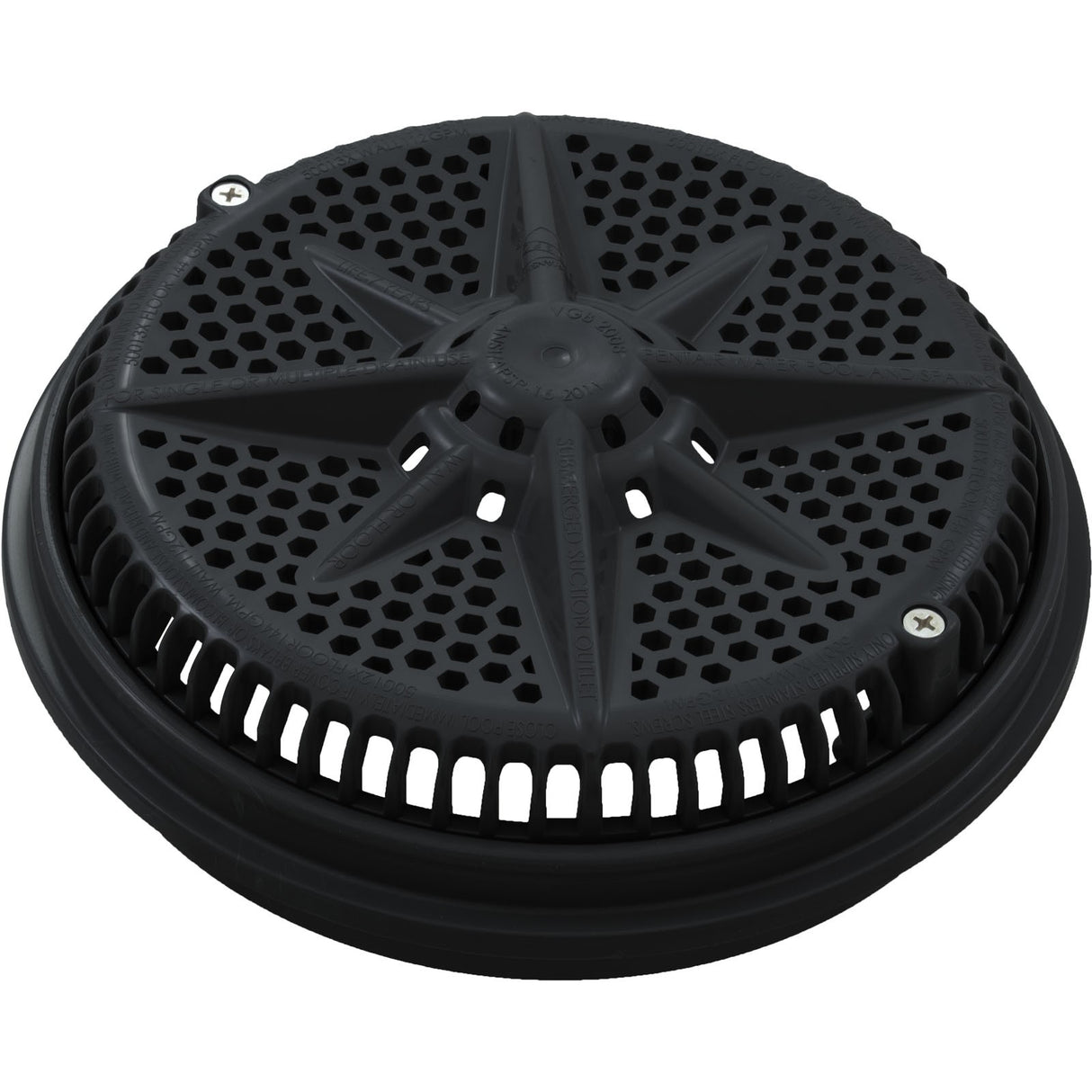 Main Drain Grate, PentairStarGuard, 8", 112gpm, Black, Long Ring : 500100