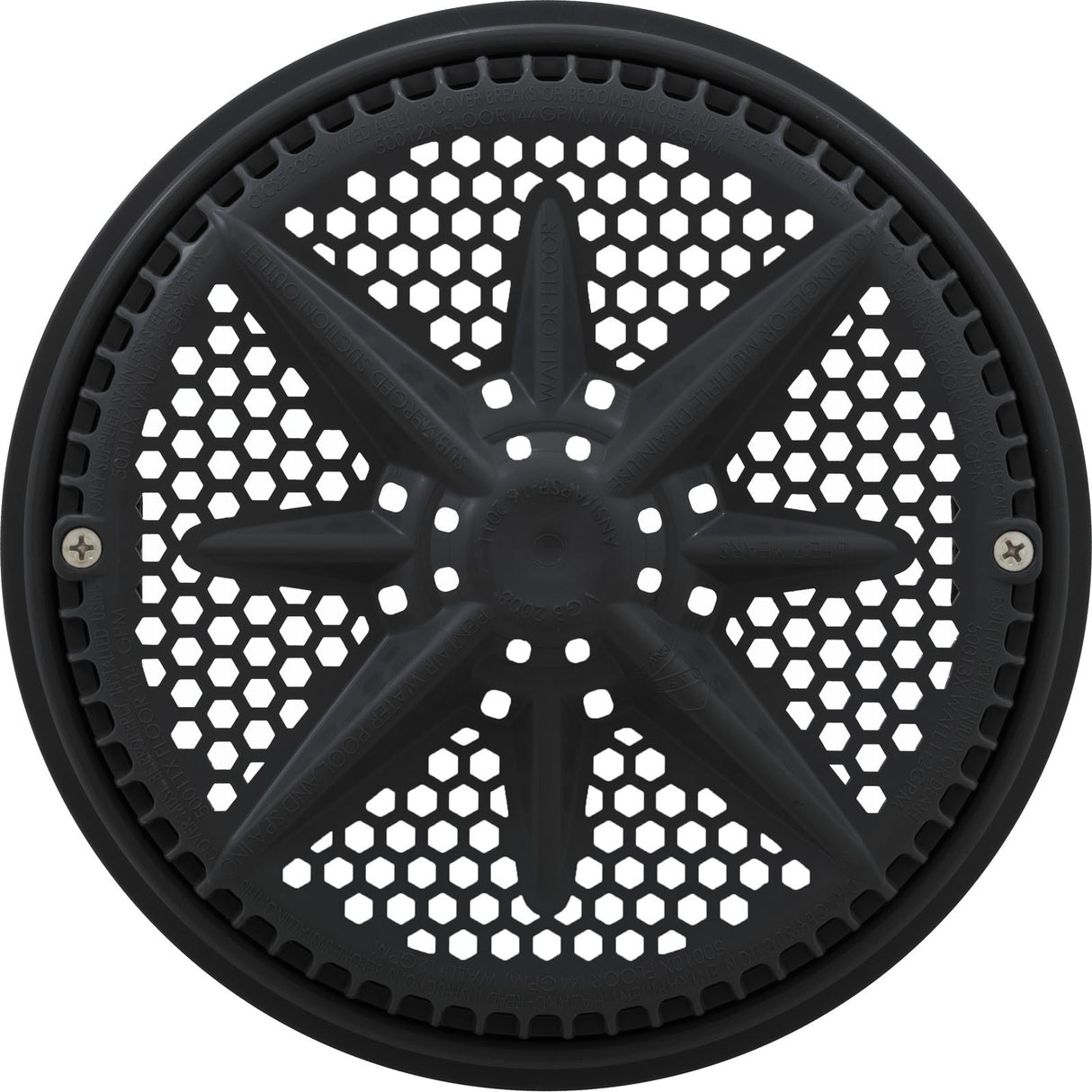 Main Drain Grate, PentairStarGuard, 8", 112gpm, Black, Short Ring : 500104