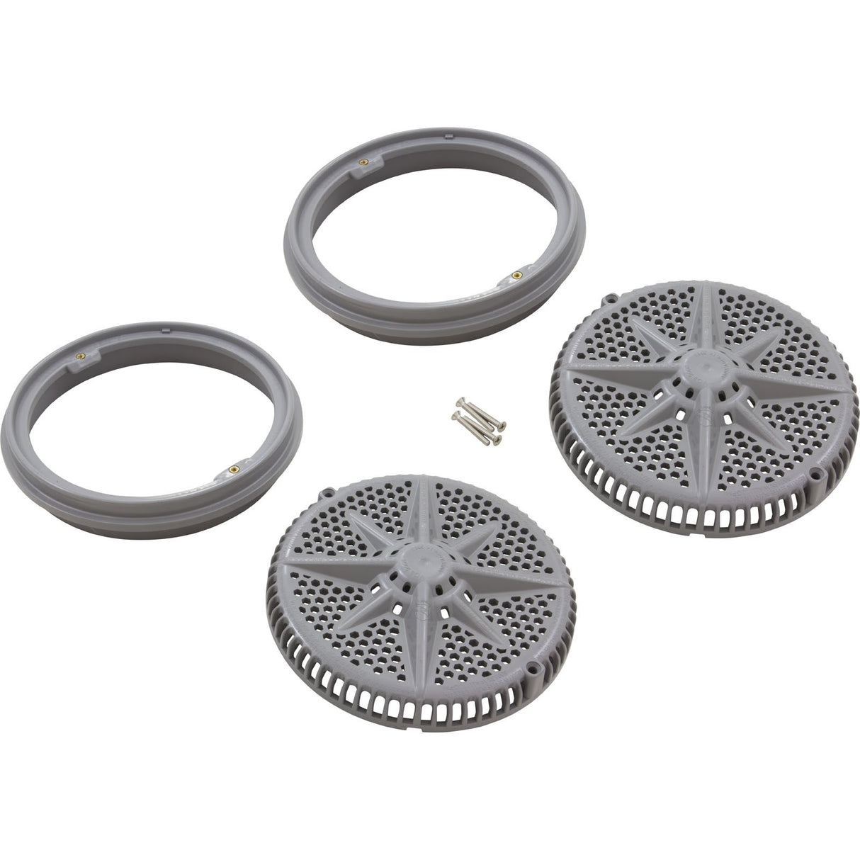 Main Drain Grate, Pent StarGuard, 8", 112gpm, Gray, qty 2, Lg Ring : 500143