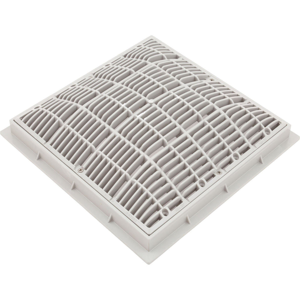 Main Drain Grate, Waterway, 12" x 12" Square, w/Frame, White : 640-4720 V