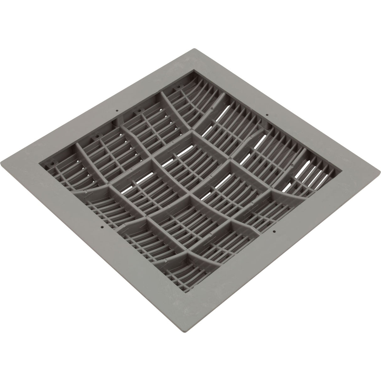 Main Drain Grate, Waterway, 12" x 12" Square, w/Frame, Gray : 640-4727 V