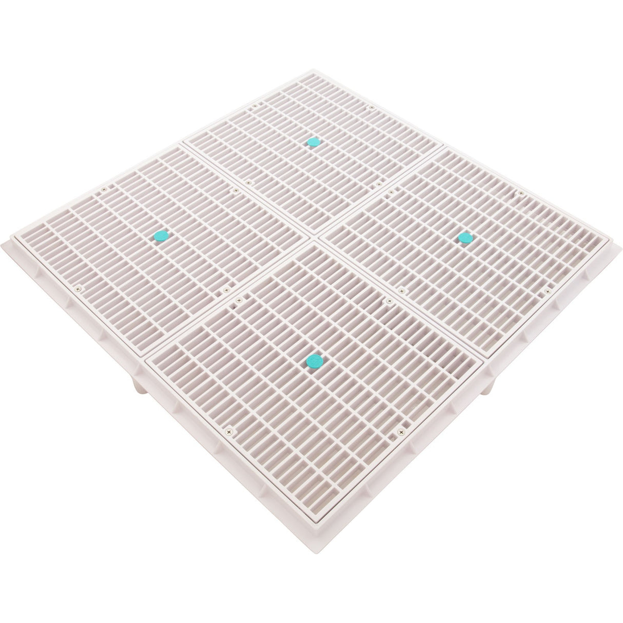 Drain Grate, 4-12" Sq, w/ 24" Sq Frame, Anit Entrap, White : 24101