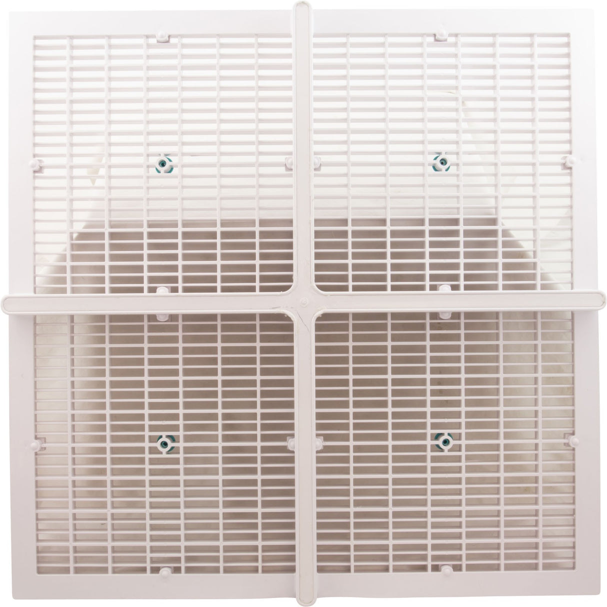 Drain Grate, 4-12" Sq, w/ 24" Sq Frame, Anit Entrap, White : 24101