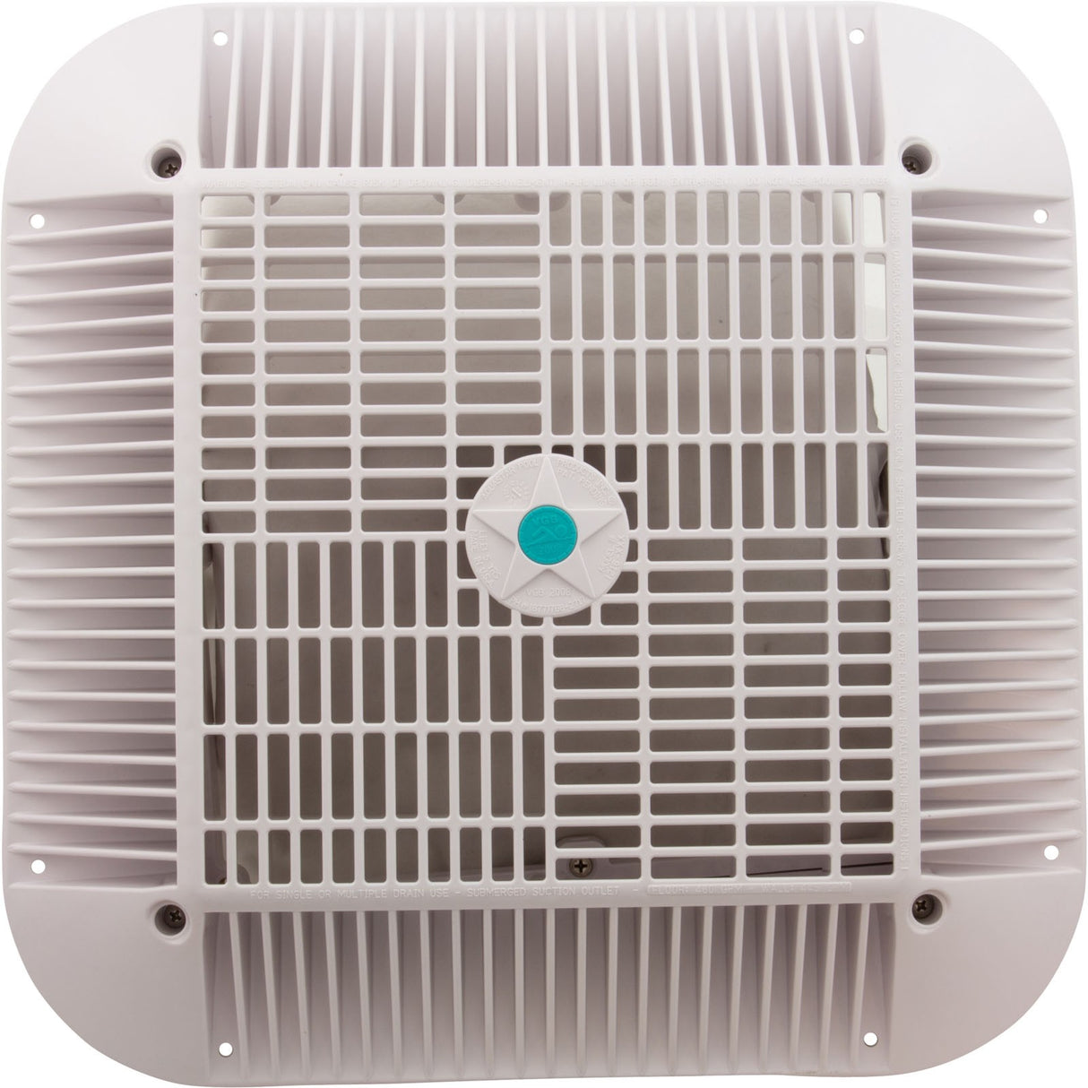 Main Drain Grate, Aquastar Retro Wav, 12" x 12" Square, Wht : 1216101