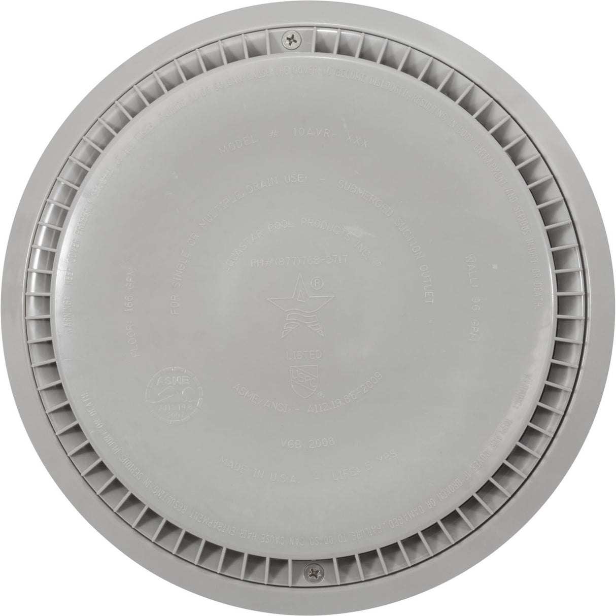Cover, Aquastar, 10" Round, Gray, w/ Frame : 10AVR103
