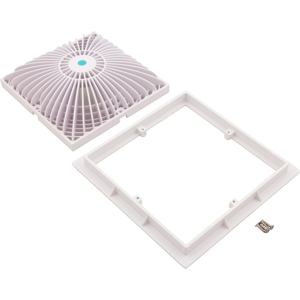 Main Drain Cover, Aquastar MoFlow, 9" Square, w/Frame, White : 9MF101