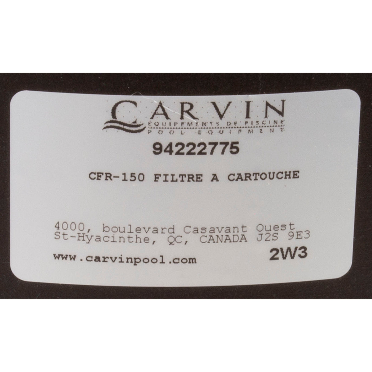 Cartridge Filter, Carvin CFR-150, 150sqft, 150gpm, 2"fpt : 94222775