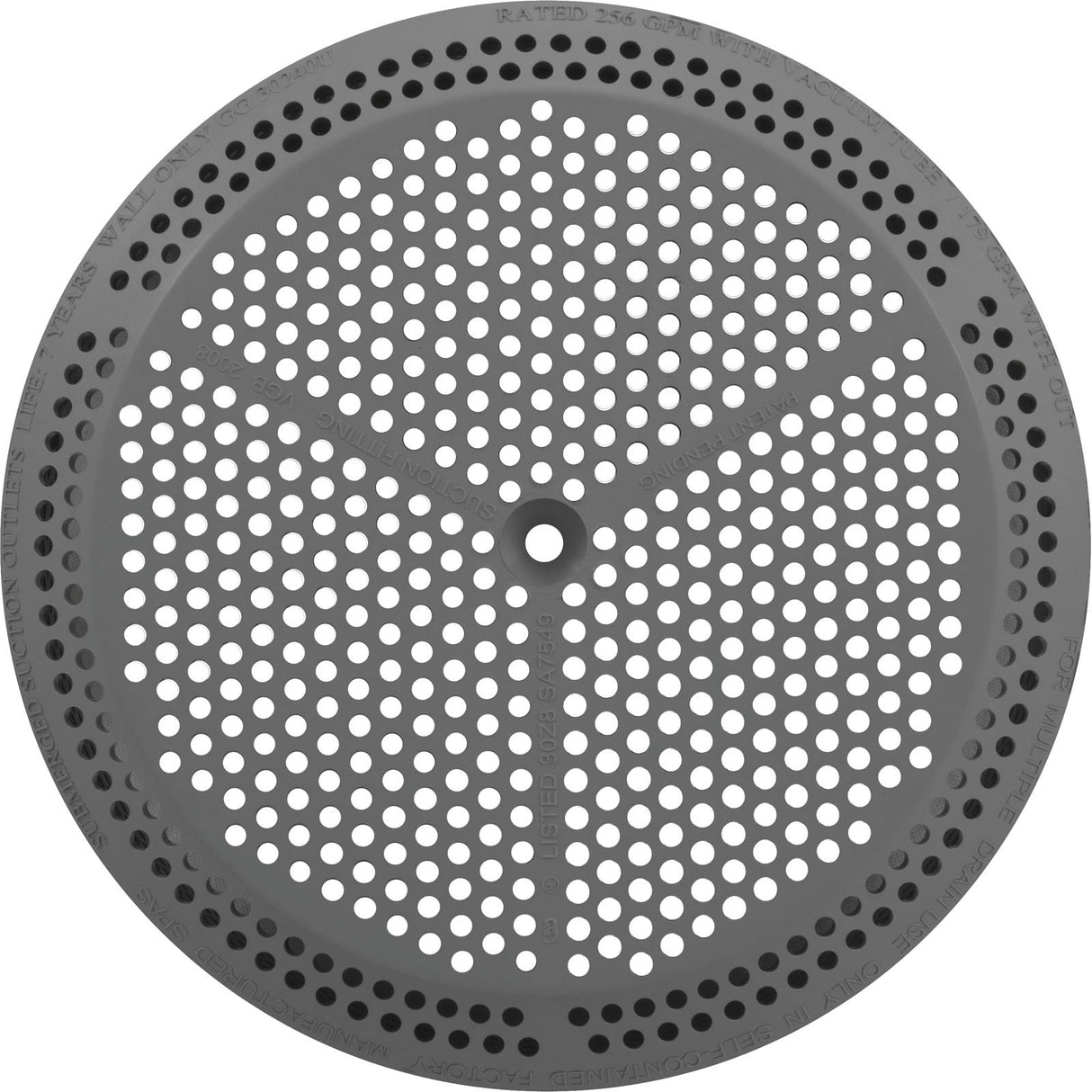 Suction Cover, BWG/GG, 4-7/8", 179/256 gpm, Gray, w/Screws : 30240U-CG