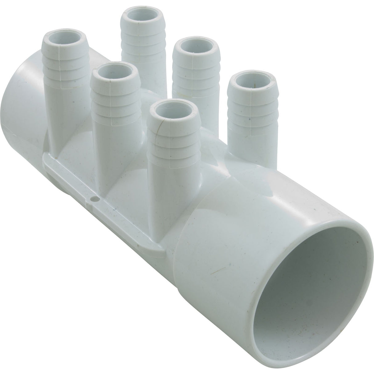 Manifold, 3/4" Barb, 6 Port, Flow Thru, 2" Slip x 2" Slip : 672-7120