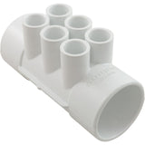 Manifold, 1/2" Slip, 6 Port, Flow Thru, 2" Slip x 2" Slip : 672-4110
