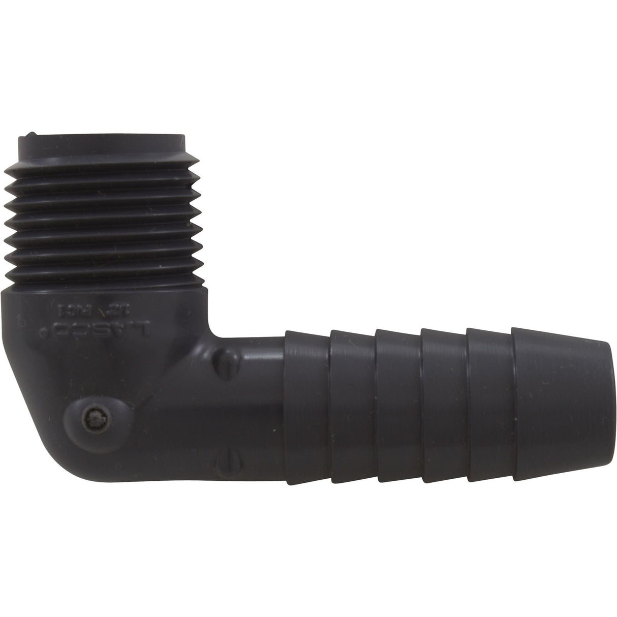 Barb 90 Elbow, Lasco, 1/2"mpt x 1/2"b, PVC : 1413-005