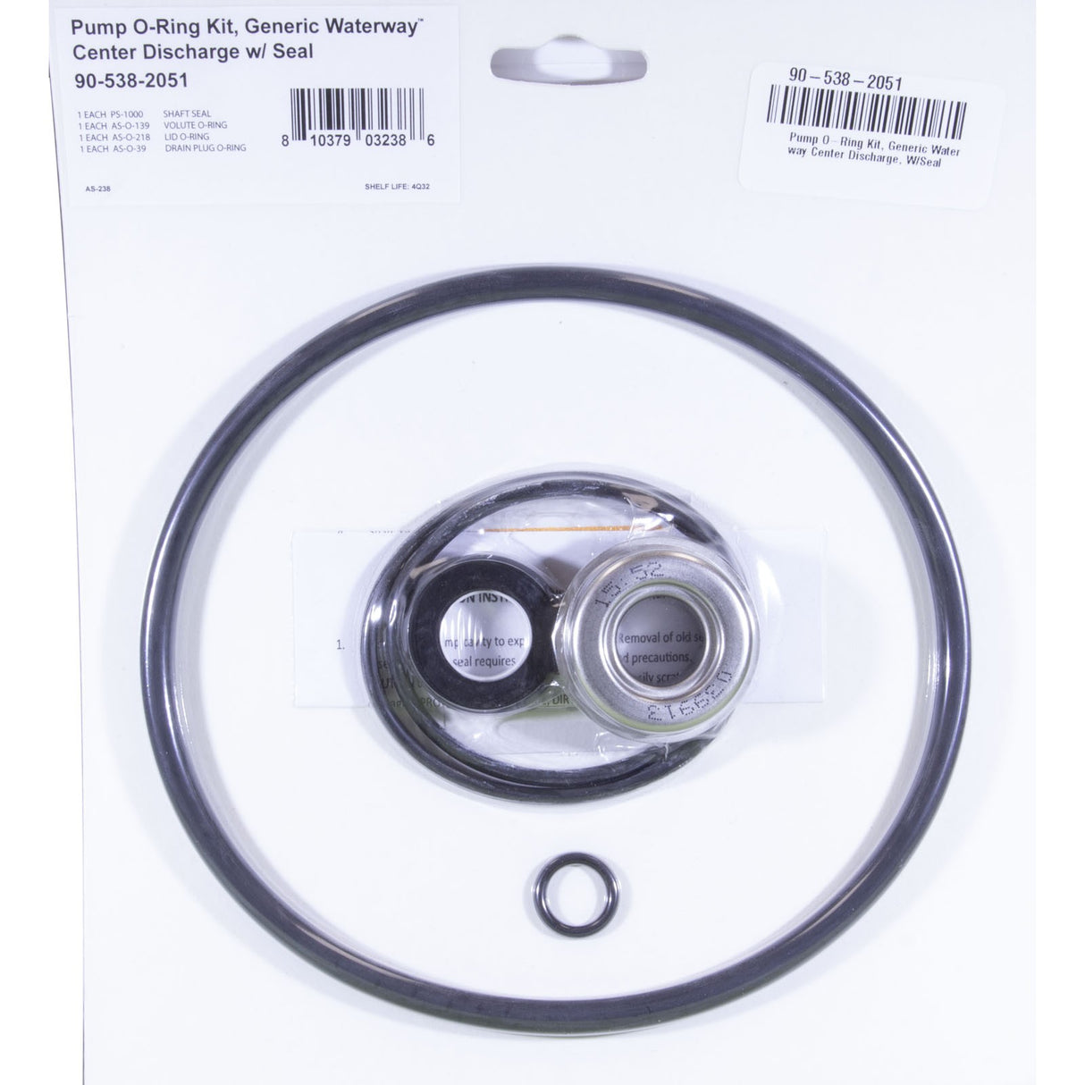 Pump O-Ring Kit, Generic Waterway Center Discharge, W/Seal :