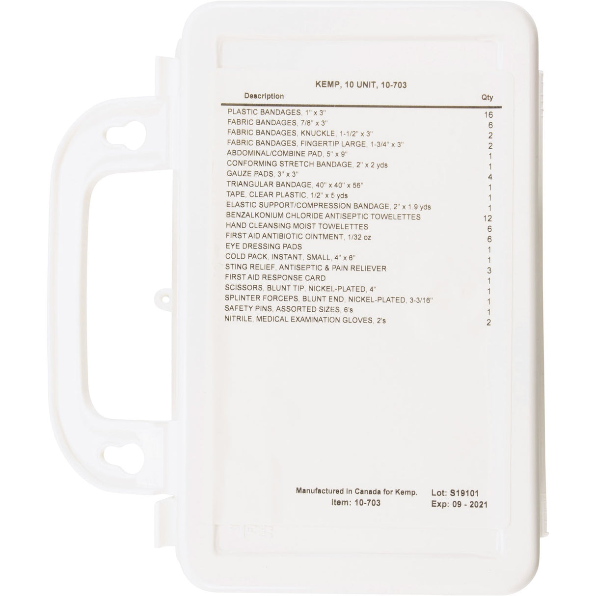 First Aid Kit, Kemp, 10 Person Unit : 10-703