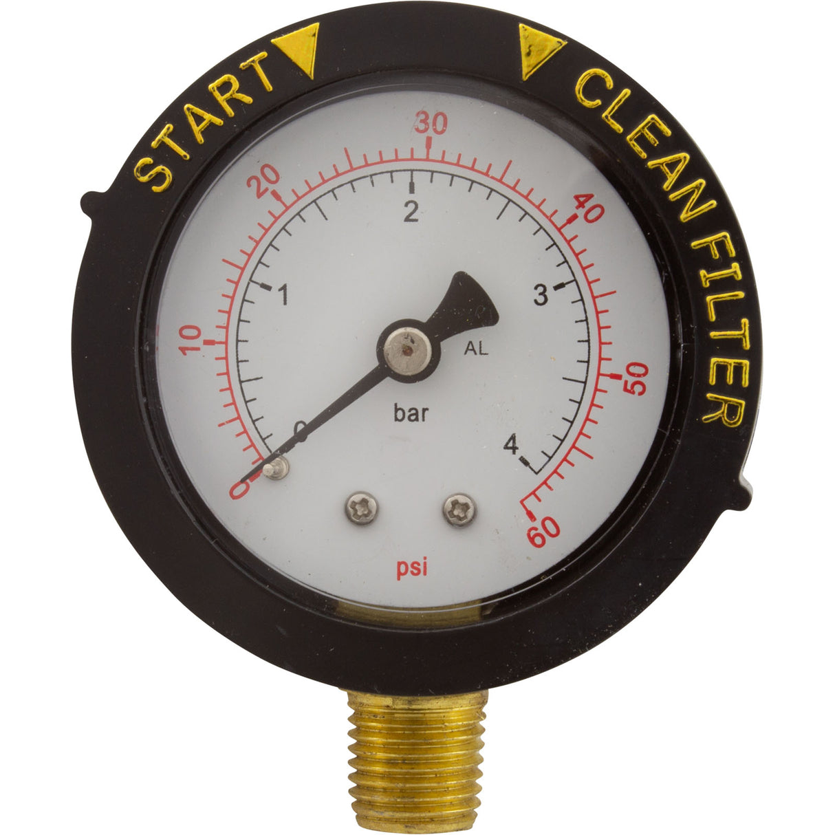 Pressure Gauge, Pentair, 1/4"mpt, 0-60psi, Bottom Mount, Adj Face : 190058Z