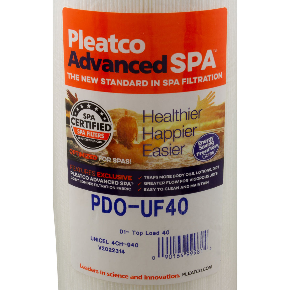Cartridge, 40sqft, ht, 1-1/4" SAE b, 4-5/8", 14-3/4"L, 3oz : PDO-UF40