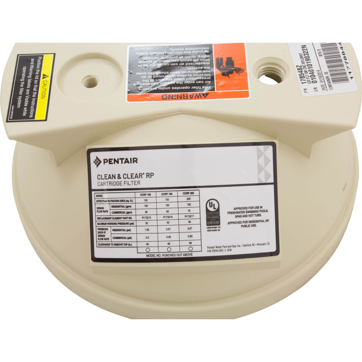 Lid Flt Sm Cnc Rplcmnt : 178548Z - Pentair - 788379852498 - PartsForSpas.com