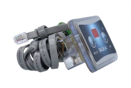 Spaside Control, Balboa Lite Leader, 2-Button, LED, Light/Jet-Temp, w/10' 6 Pin Phone Cable : 54116