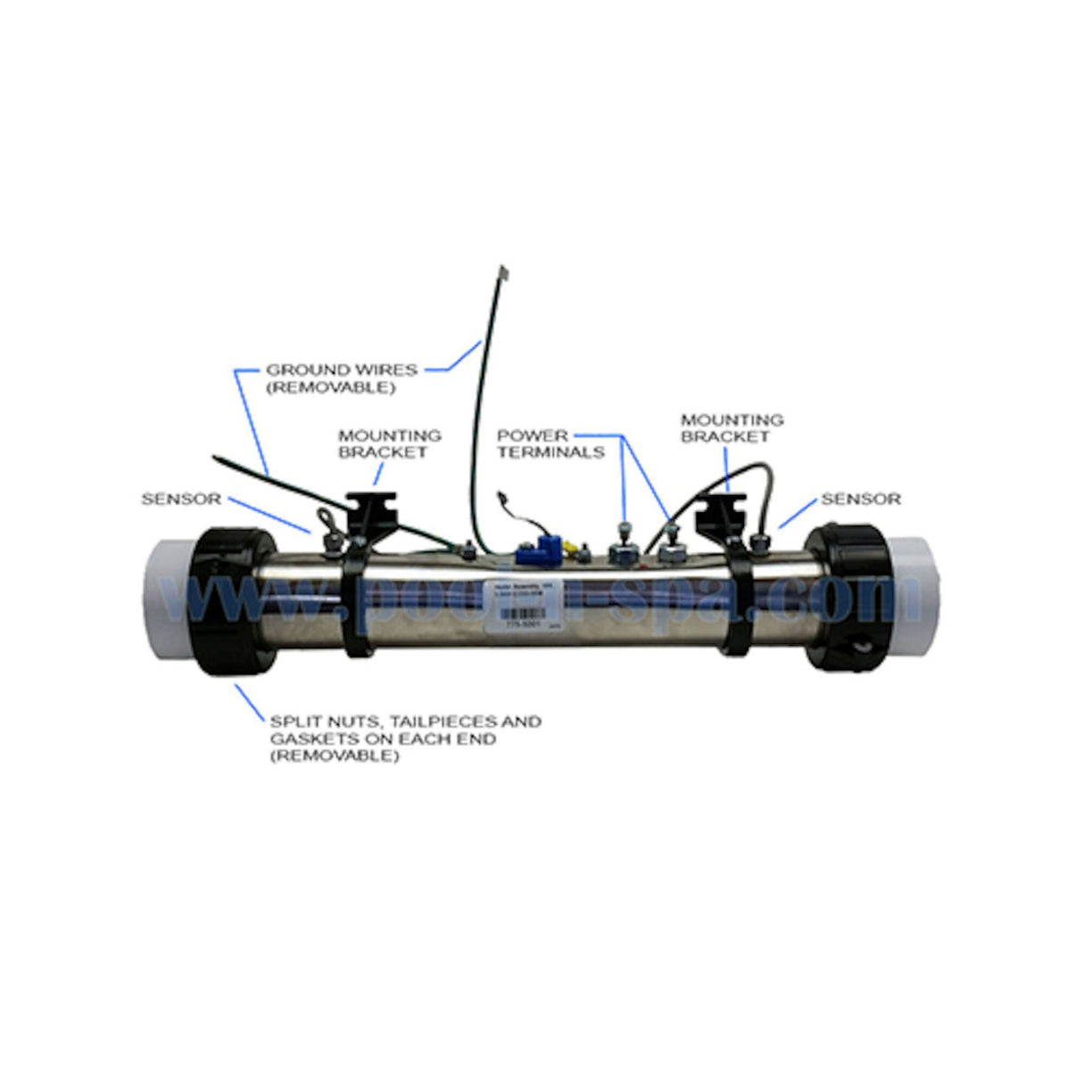Heater Assy, Waterway H5000 5.5Kw With Sensors : 775-5001