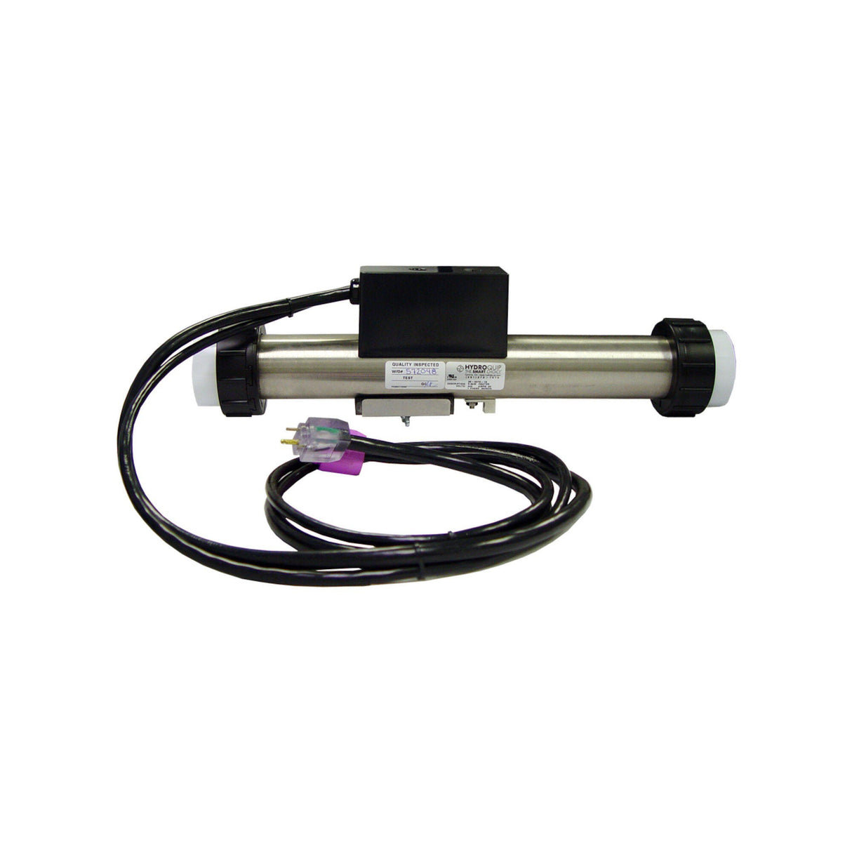 Heater Assembly, HydroQuip, Slide, 7109B, 5.5kW, 230V, 2" x 15'Long, w/2 Sensors, 24"Cord, Tailpieces : 26-87B-B00-1FP3