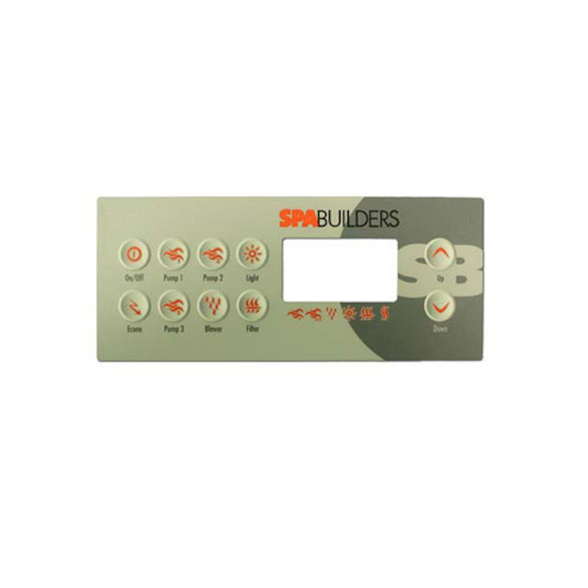 Overlay, Spaside, Gecko TSC8, 10-Button, Pump1-Pump2-Pump3-Econ, For 0201-007153 : 9916-100723