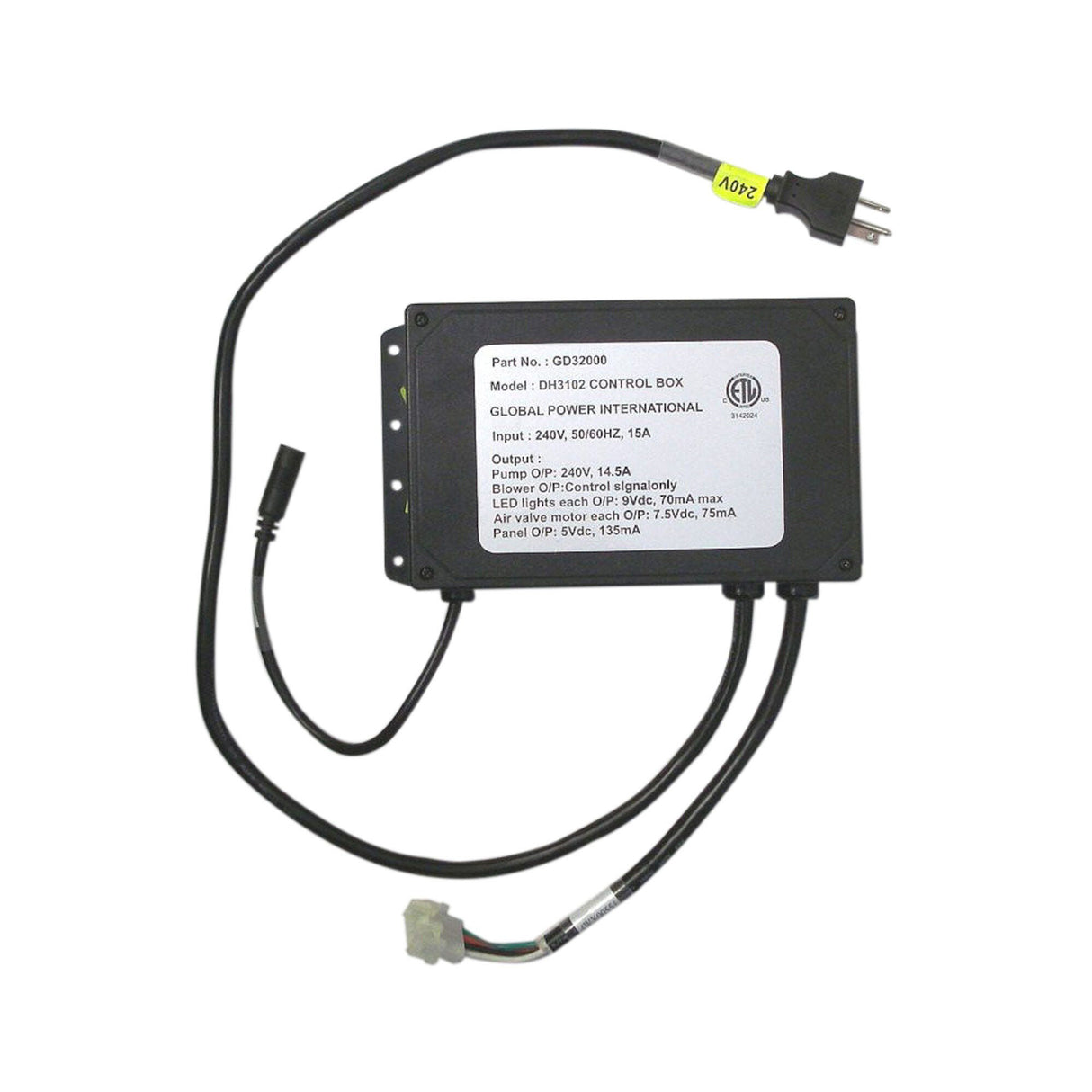 Control Box, Jacuzzi D4, 230V, 8.05 Amp, 50/60Hz : GD32000