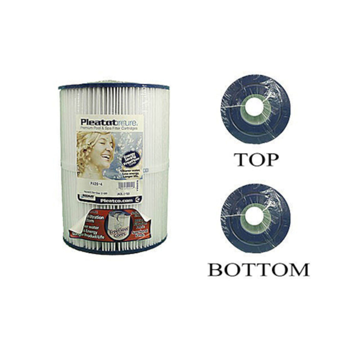 Filter Cartridge, Pleatco, Diameter: 7", Length: 9-11/16", Top: 3" Open, Bottom: 3" Open, 25 sq ft : PA25-4