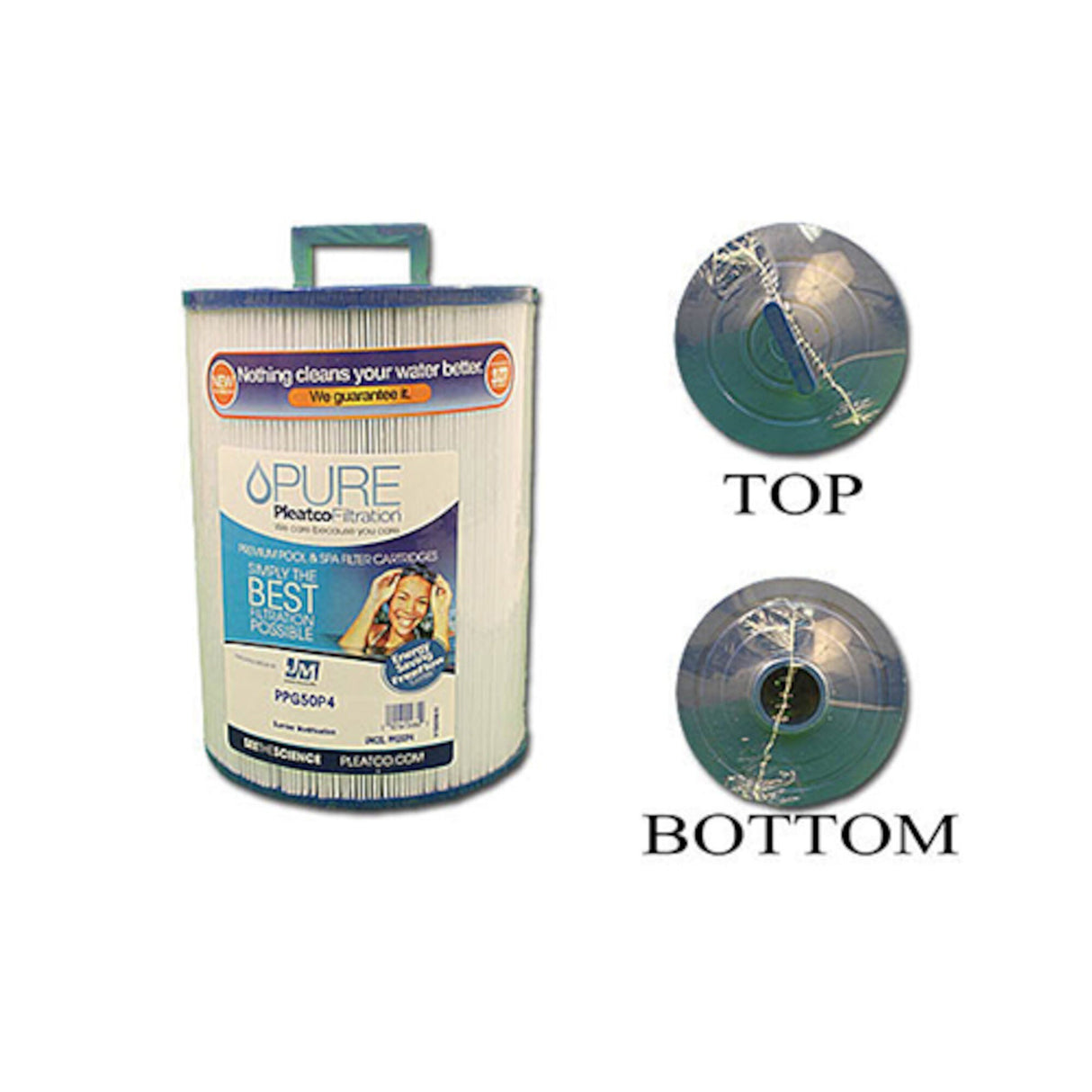 Filter Cartridge, Pleatco, Diameter: 6", Length: 8", Top: Handle, Bottom: 1-1/2"MPT, 40 sq ft : PPG50P4