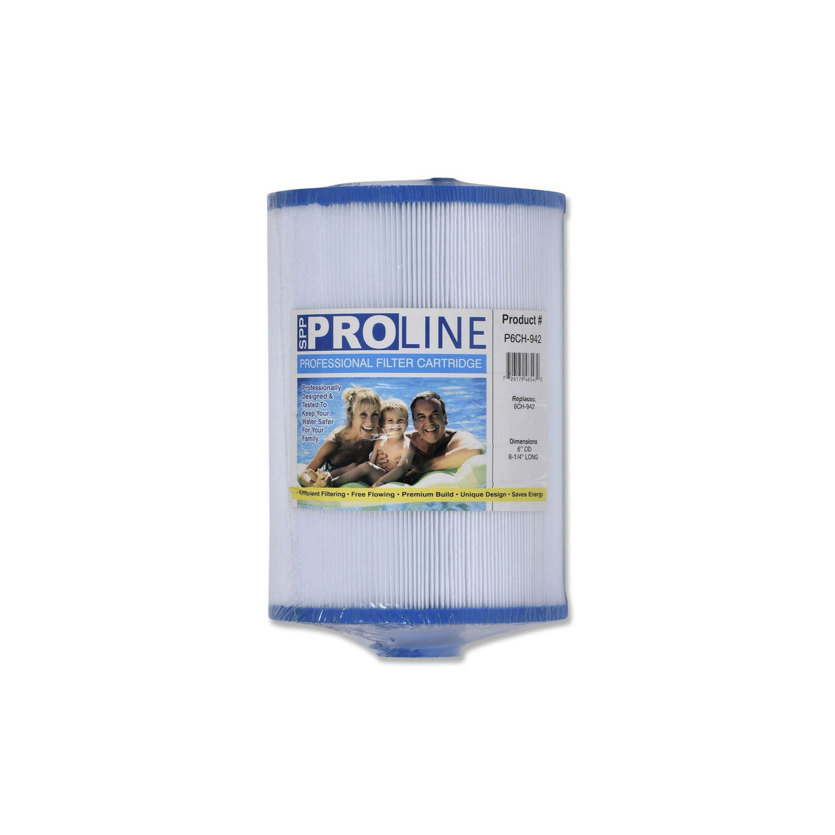 Filter Cartridge, Proline, Diameter: 6", Length: 8-1/4", Top: 1-3/4" Open, Bottom: 1-1/2" Male SAE Thread, 45 sq ft : P6CH-942