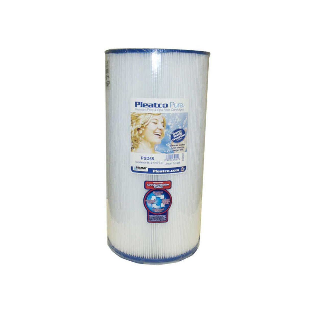 Filter Cartridge, Pleatco, Diameter: 7-1/2", Length: 14-3/4", Top: Castle, Bottom: 2-1/16" Open, 65 sq ft : PSD65
