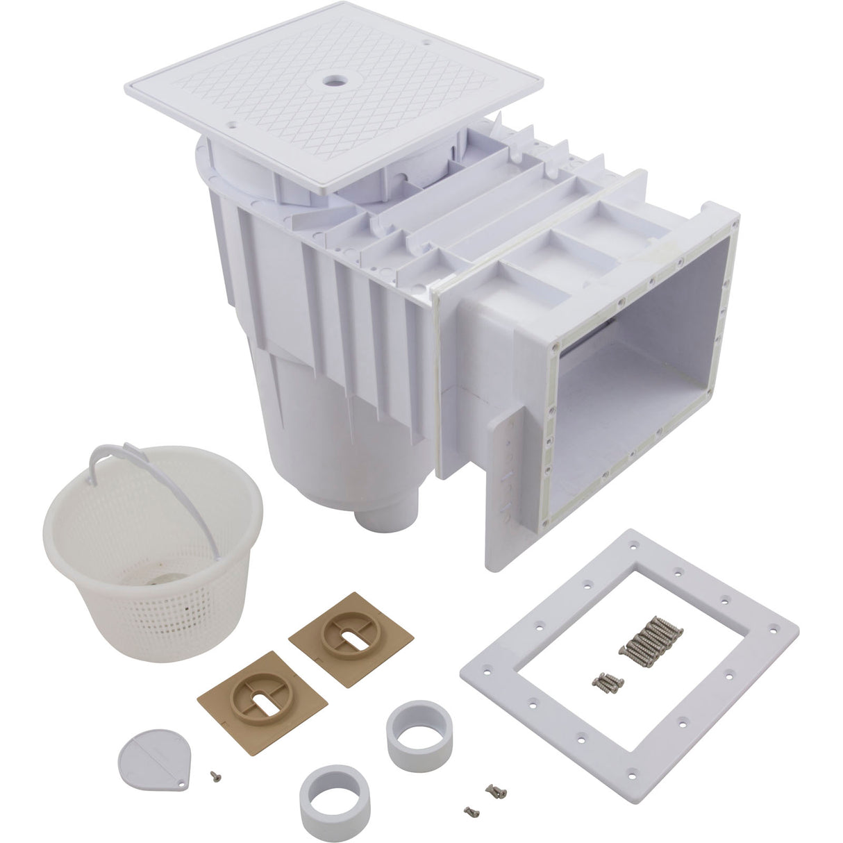 Fiberglass Skimmer (Regular Mouth, Square Lid) White, Solid : 25160-010-001