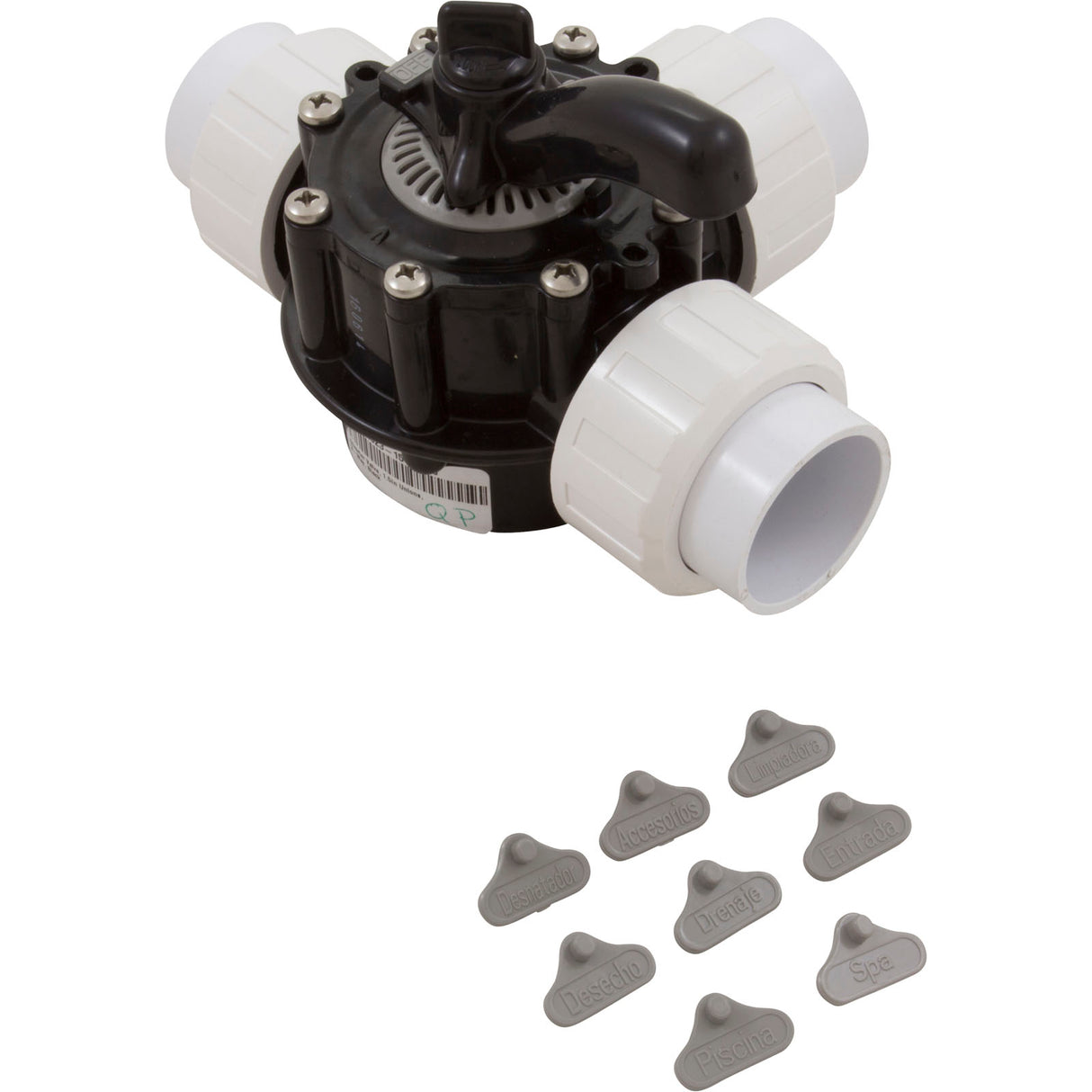 Diverter Valve, 1.5In Unions, 3-Way, Black : 25923-154-000 - Custom Molded Products - 25923-154-000 - PartsForSpas.com